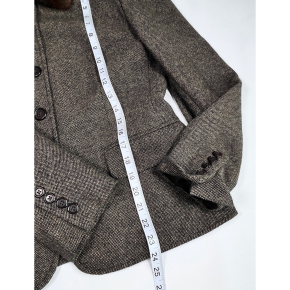 Get Lauren Ralph Lauren Womens Blazer Lambs Wool Faux Fur Collar Brown Size 6 - Picture 4 of 11